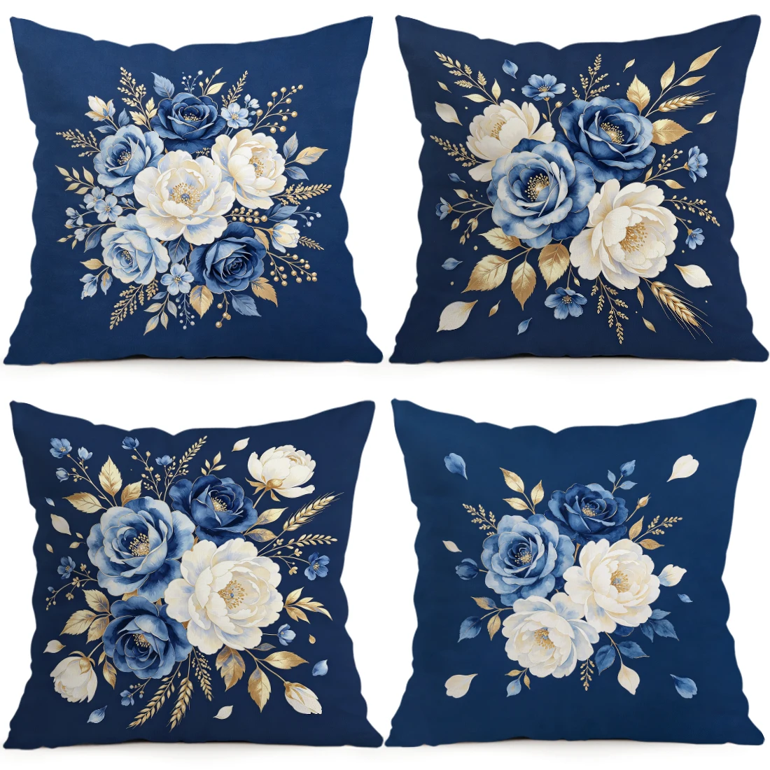 Rose Milk White Peony Pillowcase Printed Polyester 40/45/50cm Throw Pillowcover Decorative Sofa Cushion Pillowslip Home Decor