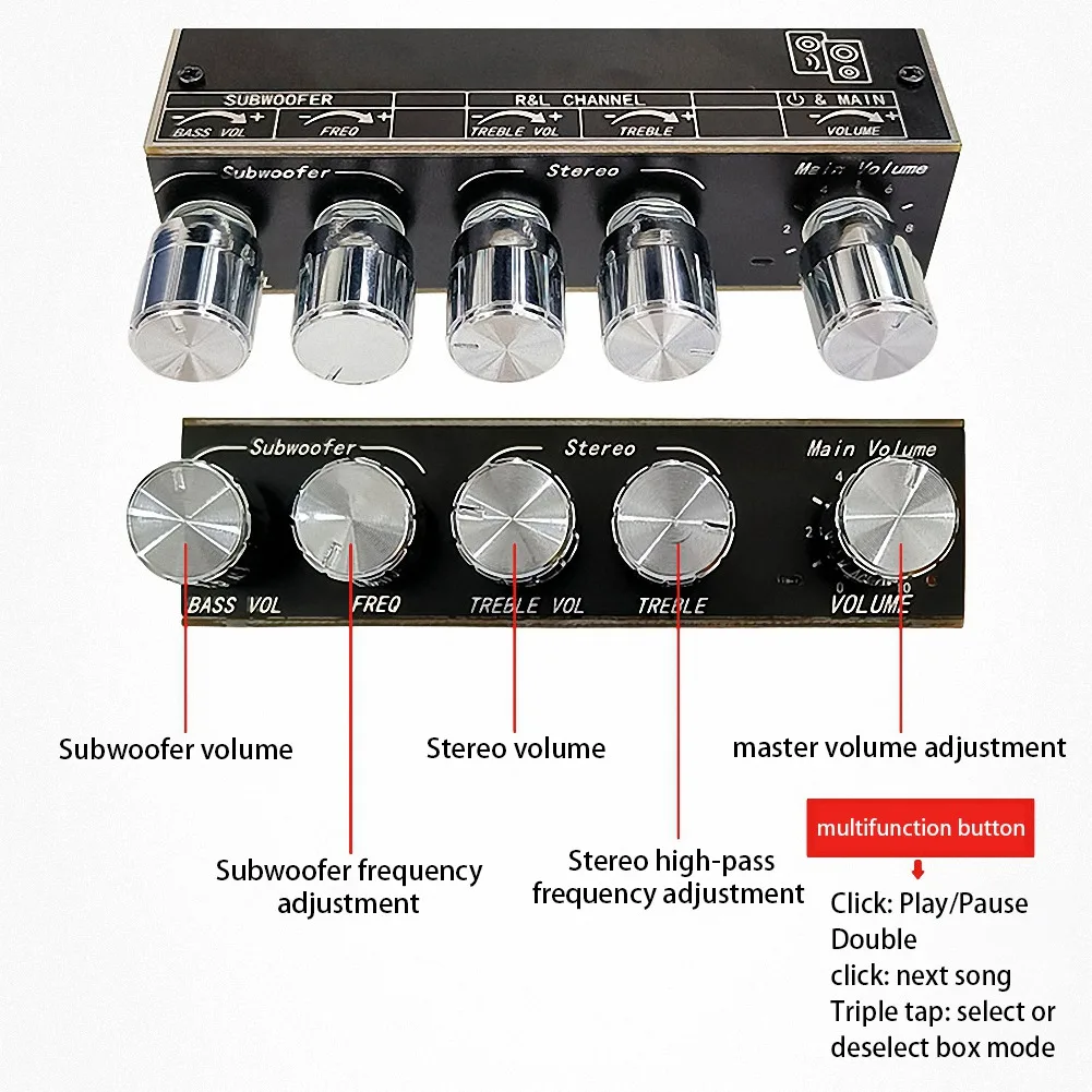 A24UZK-TB22 2.1 Channel Bluetooth 5.1 Amplifier Board with DIY Case+DC Cable TPA3116D2 50Wx2+100W Tweeter Subwoofer Module