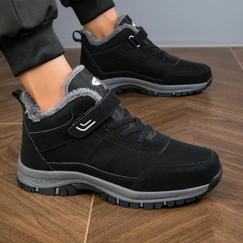 Calzado de invierno para hombre, piel sintética y antiviento, fácil extracción para Navidad, deportes de invierno o ocio