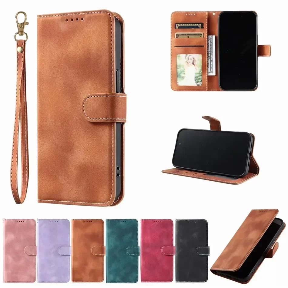 

Pop Simple Color Wallet Case For Sony Xperia 10 1 II 5 III IV V VI 2024 1VI 5VI 10VI Card Slots Phone Protect Cover #RFB