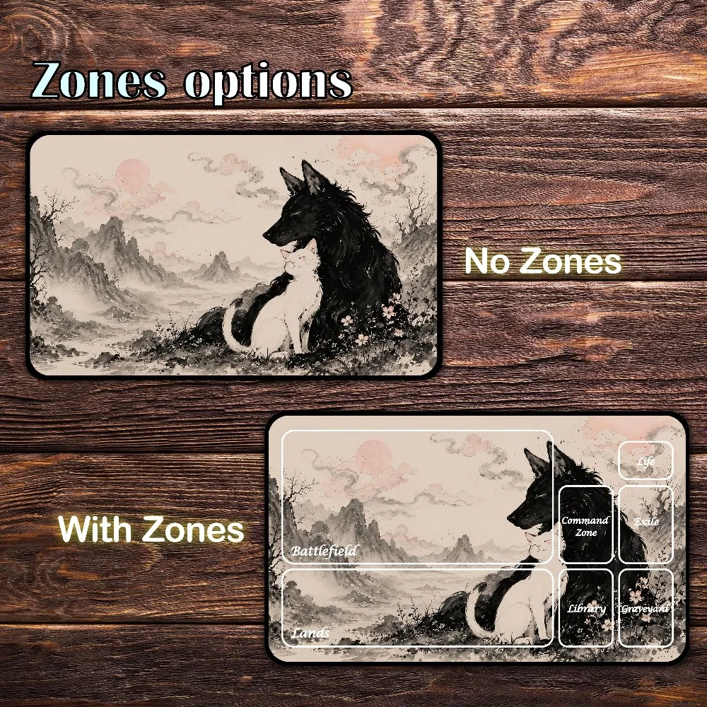 MTG Playmat - Cat and Dog Custom Playmat, Zones & Seam Option alfombrillas para escritorio office desk accessories