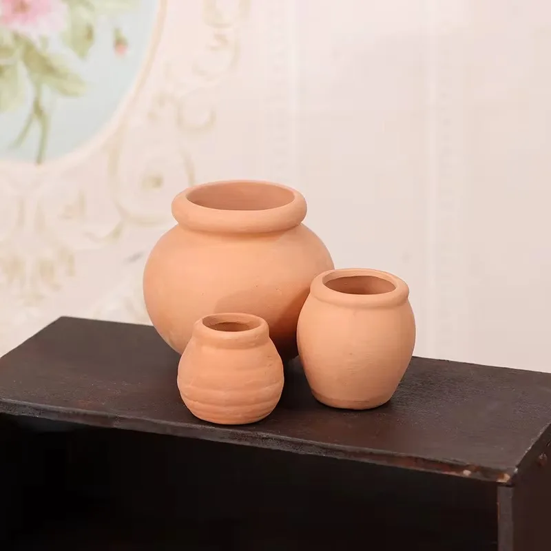 1:12 casa de muñecas miniaturas florero decorativo Mini maceta de flores de terracota DIY casa de muñecas cocina tarro de almacenamiento de alimentos escena DIY juego de simulación