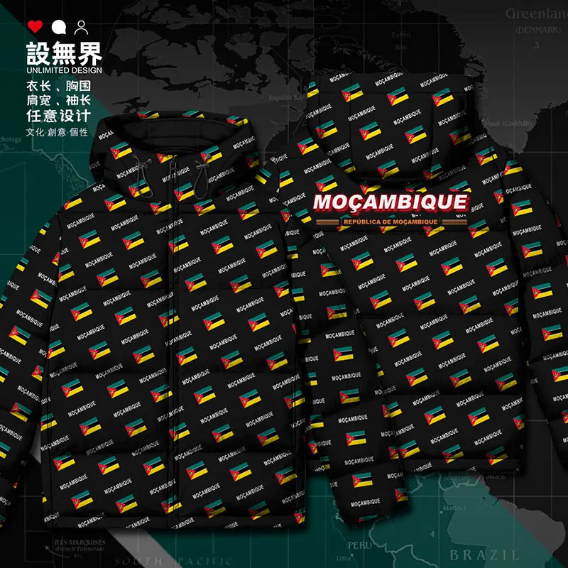 

Mozambique MOZ Mozambican country flag White duck down Jackets Man men's clothing jacket printing Hooded Warm Winter down coat