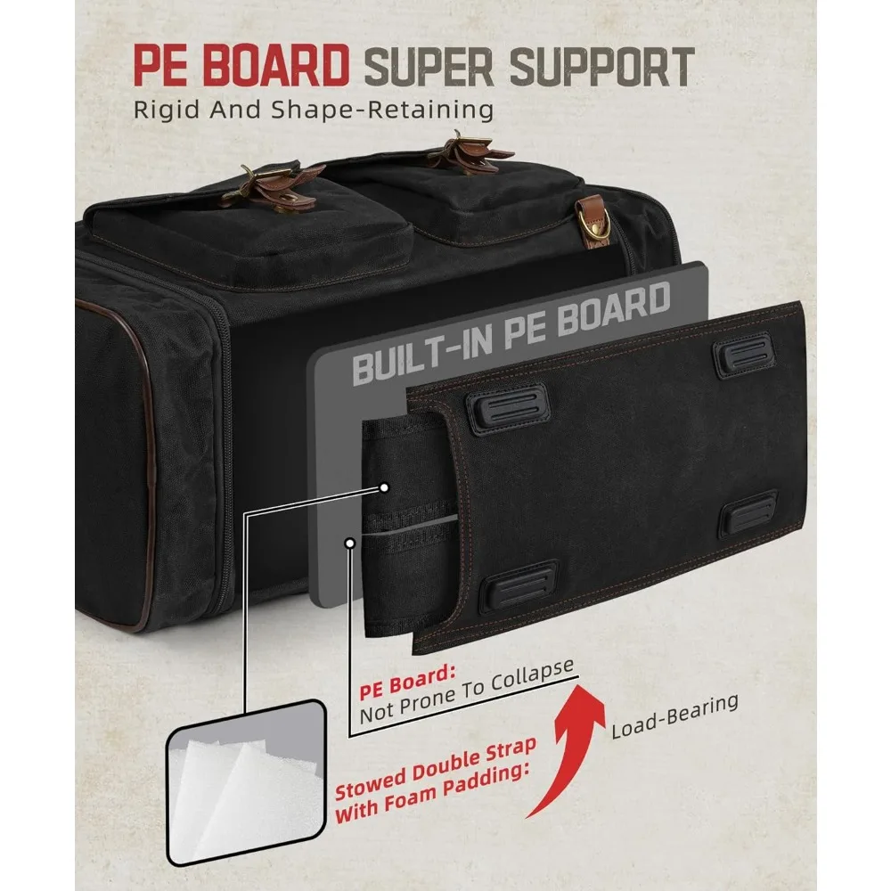 حقيبة واق من المطر قابلة للتوسيع من القماش المشمع العتيق للرجال سعة 45 لترًا، حقيبة سفر مقاومة للماء لعطلة نهاية الأسبوع مع حجرة للأحذية