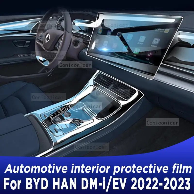 

For BYD HAN DM-I/EV 2022-2023 Gearbox Panel Navigation Screen Automotive Interior TPU Protective Film Cover Anti-Scratch Sticker