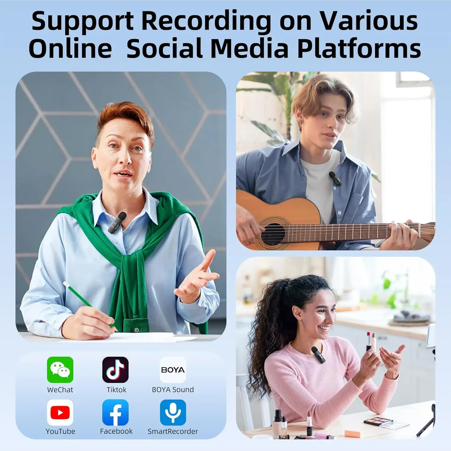 ميكروفون BY-V لاسلكي ذو طية صدر السترة لهواتف iPhone وأندرويد والهواتف الذكية والكمبيوتر الشخصي وأجهزة USB-C وتسجيل يوتيوب وبث