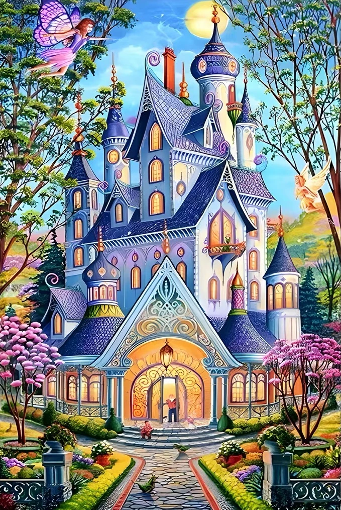 

Magic Castles Elves 500/1000/1200/2000 PCS Jigsaw Puzzles Family Activity Games for Gameroom Bedroom Gifts Home Decor