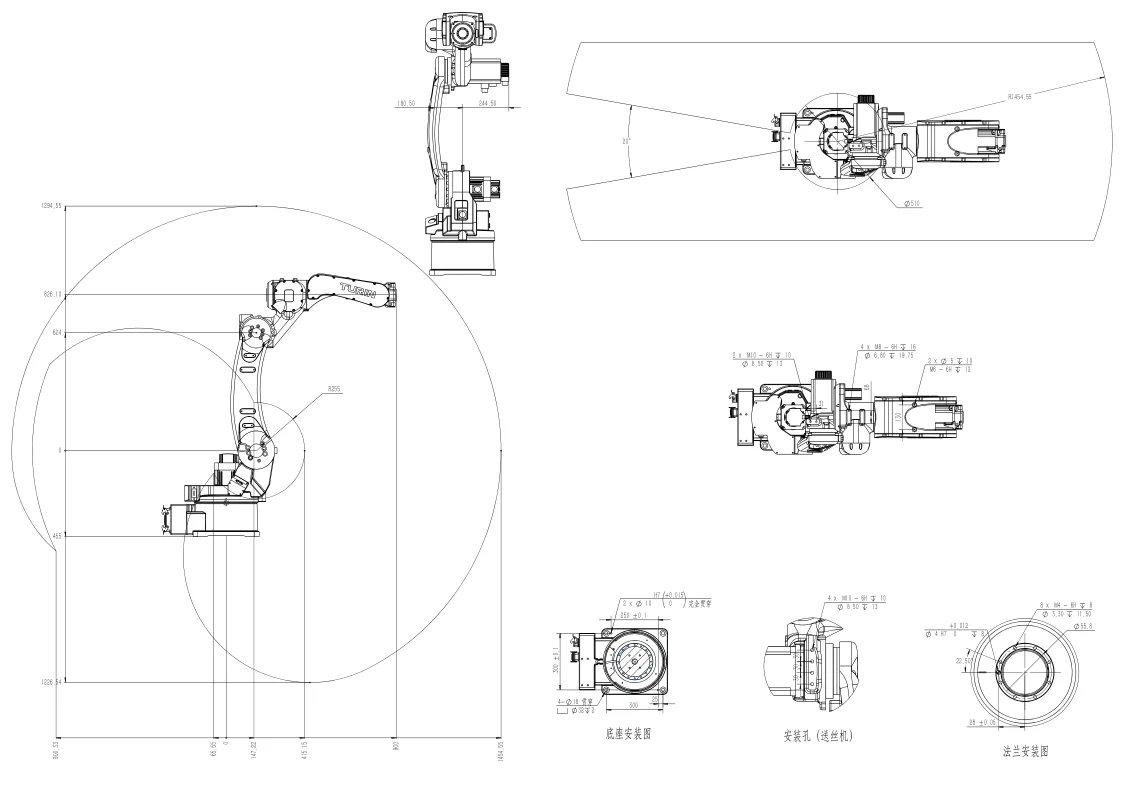 Economical TC1440 6 Axis Robot Arm For Welding With Megmeet Ehave CM350 Power Source