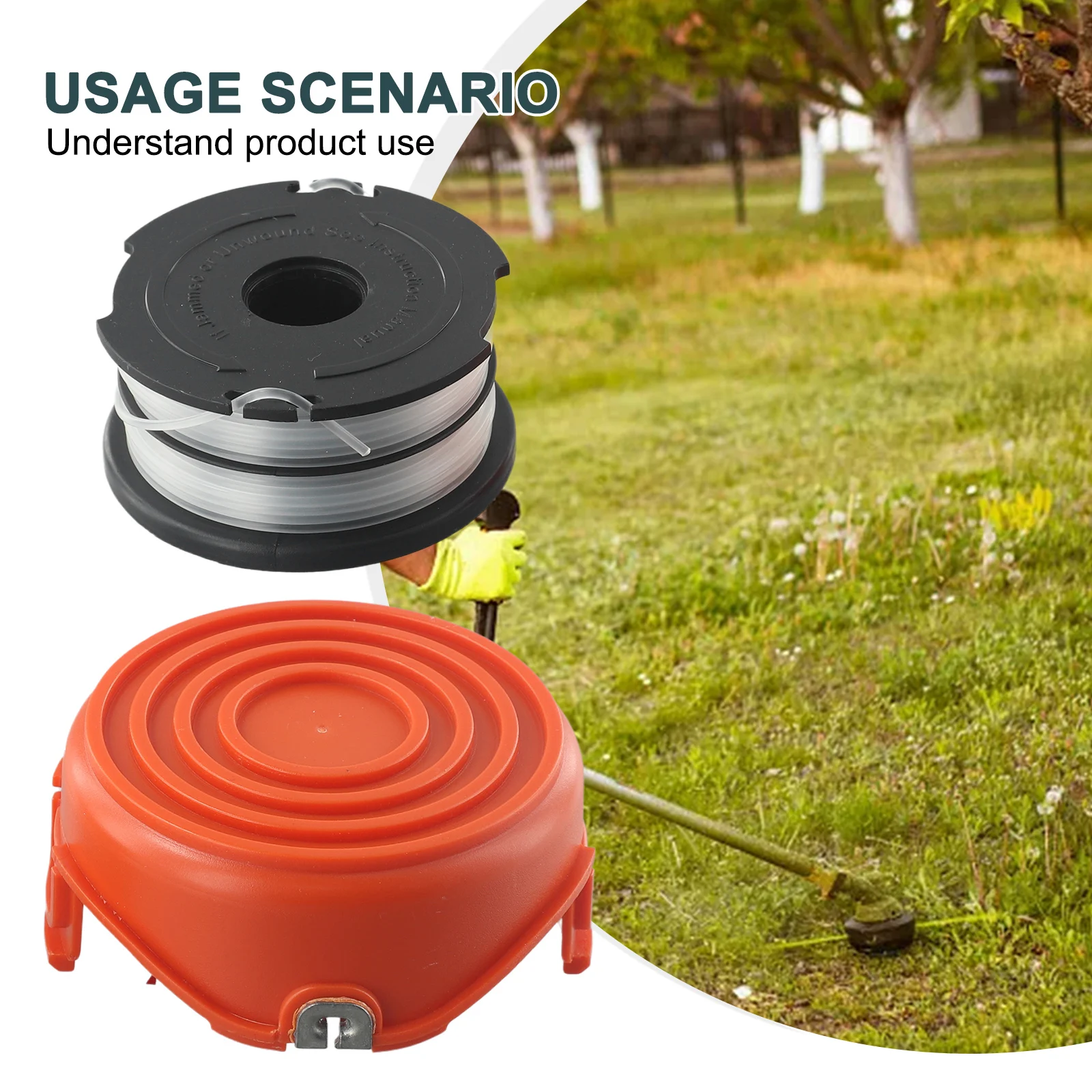 Spool and Line with Secure Cover Cap for Black and Decker GL315 GL350 GL650 GL337SB GL546SC GL650SBC GL651SB GL652 GL653 GL656