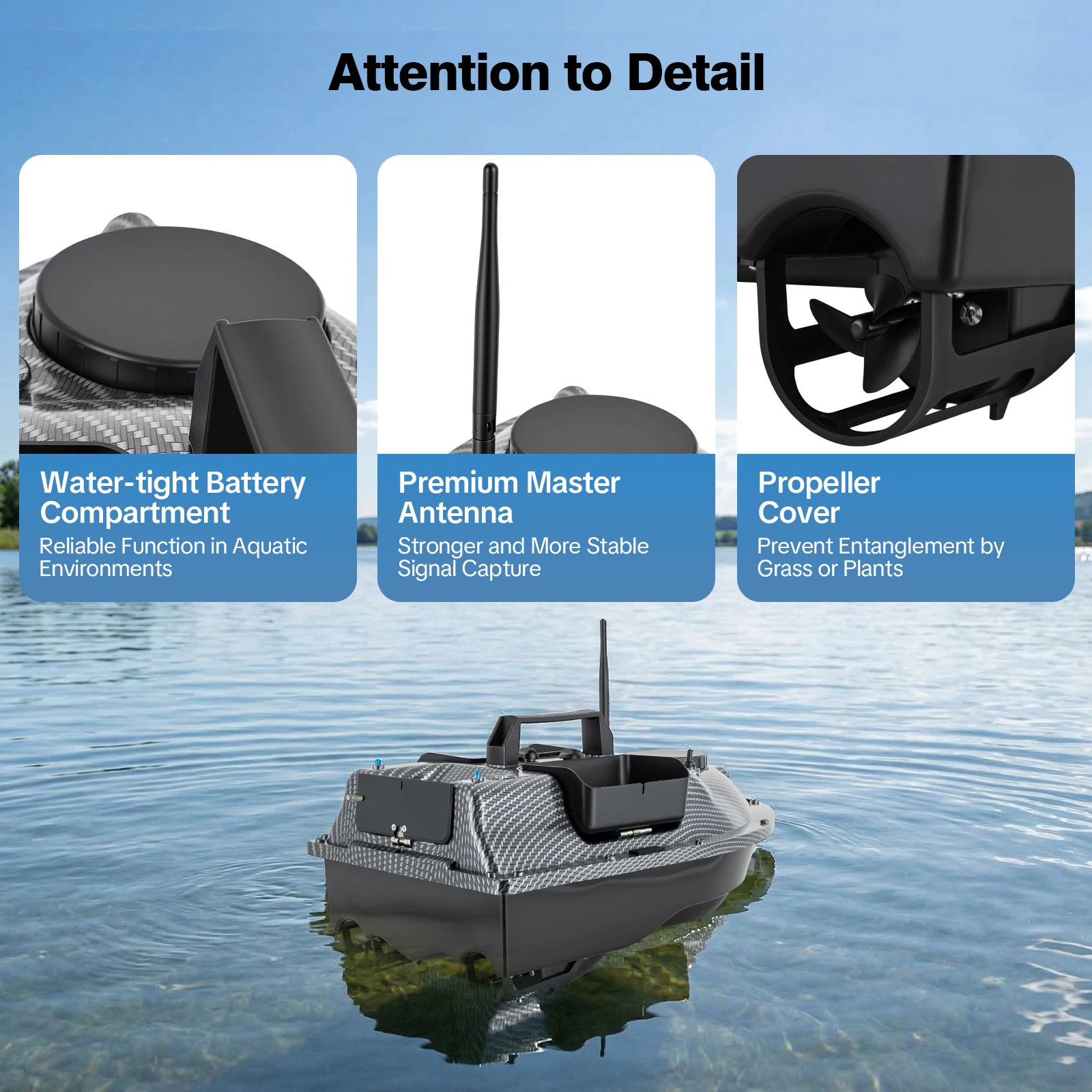 Barco De Cebo Con Control Remoto Y GPS Para Pesca De Carpas – 500M De Alcance, 4.4 Libras De Carga Y Batería De 12000mAh