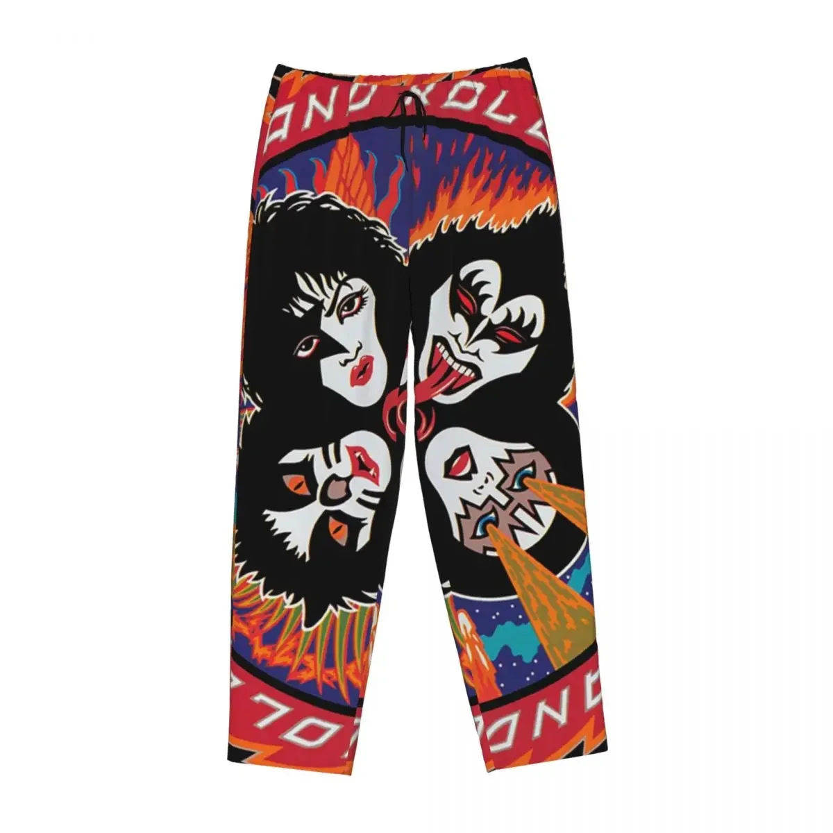 Custom Rock Roll Band Kiss Cat Women Pajama Pants Lounge Sleep Sleepwear Bottoms with Pockets