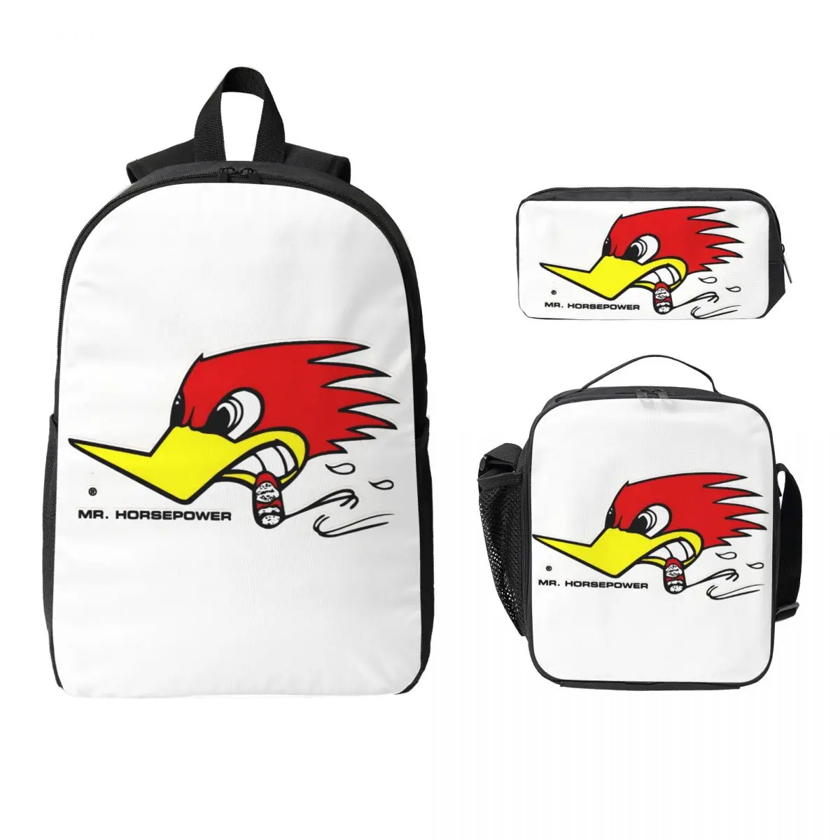 

Сделано в США, уличный рюкзак Mr.Horsepower Clay Smith Cams, сумка для книг для мальчиков и девочек, школьная сумка, 3 шт., изолированная сумка для обеда, пенал