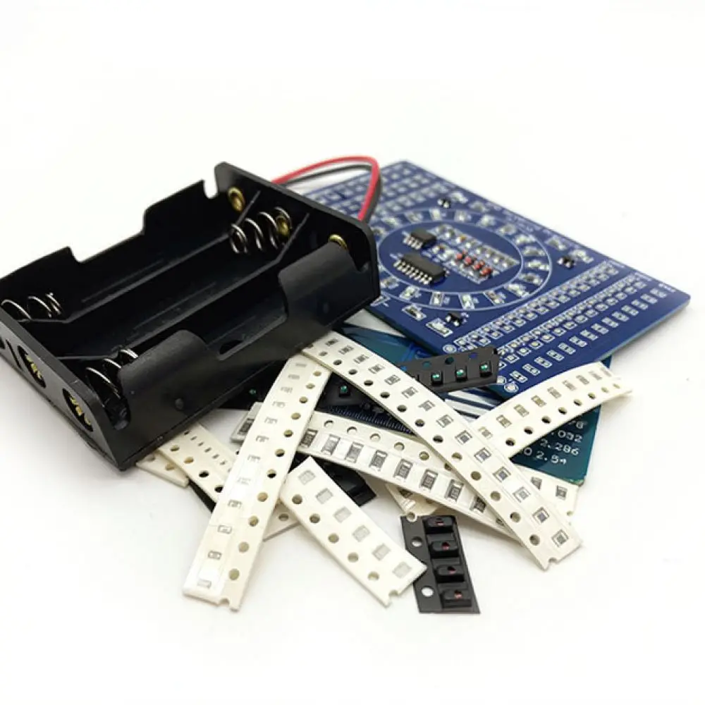 Educational SMD Soldering Practice Kit Rotating Flowing LED Light Board Electronic Components DIY Training Project