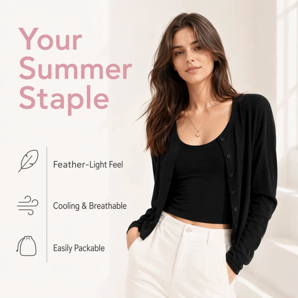 Ice Silk Sun Protection Cardigan Sun Shield Light Thin Summer Cover Up Multi-match Cool Touch Women Outerwear Beach Travel