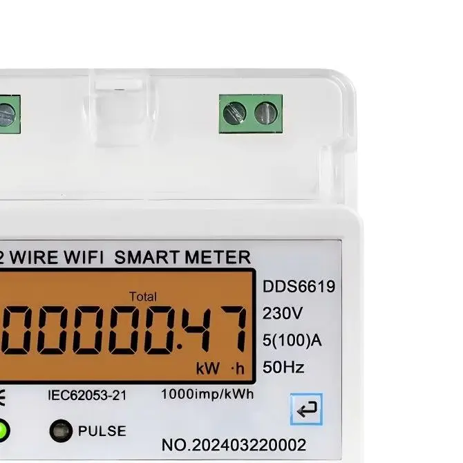 Tuya WiFi Smart Single Phase Energy Meter 5(80)A 5(100)A, Bi-Directional KWh Monitor Voltage Current Power Factor DIN Rail