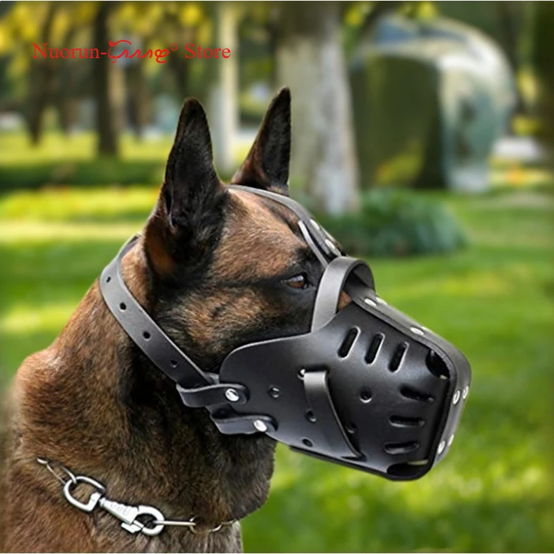 eather Dog Muzzle for Large Breeds German Shepherd Doberman Training Anti-Bite Cage