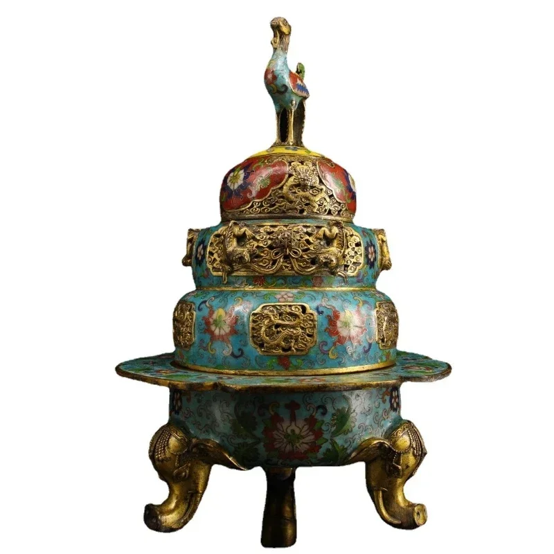 Incense burner household indoor living room enamel color pure copper aromatherapy burner ornament