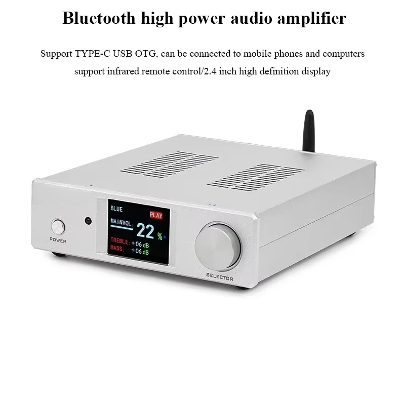 High-Power Digital Audio Amplifier TPA3255 300W Bluetooth 5.4 QCC3084 Dual-Band EQ Control HiFi Home Theater Studio Sound System