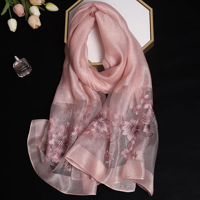 2024 New Fashion Women Cut Flowers Hollow Lace solid Silk Scarf Spring Shawls and Wraps Towel Femme Beach Sjaals