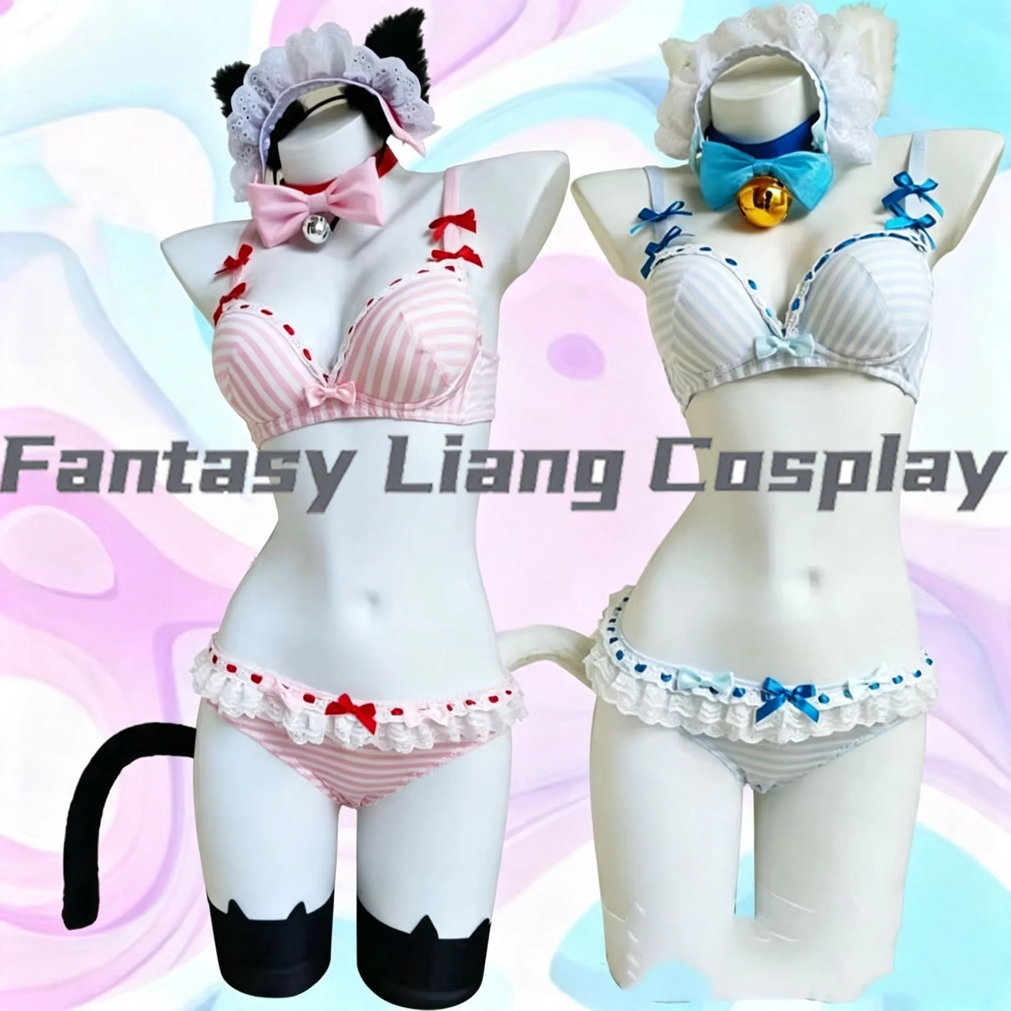 NEKOPARA Chocola Vanilla Cosplay Costume For Women Summer Underwear Cute Cat Suit Wig Lolita Girls Sexy Lingeries Swimsuit