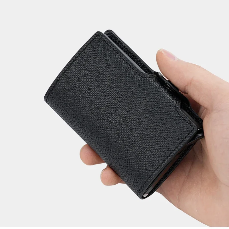 Credit Bank Card Holder Wallet for Men  Automatic UP Card Holder PU Metal Aluminum Box Credit Card Holder  Wallet