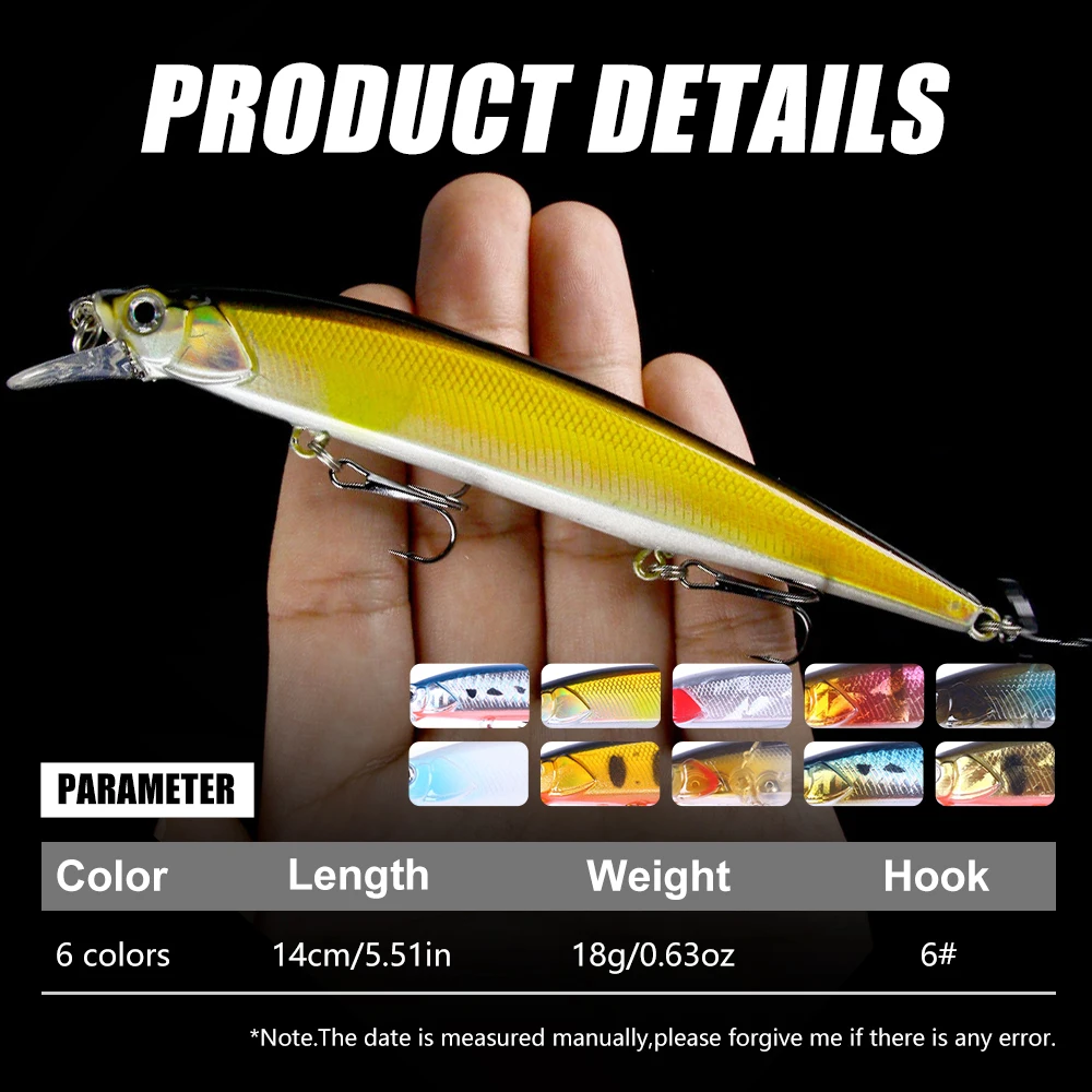 Jerkbait Minnow Fishing Lure Artificial Hard Bait with Built-in Steel Ball Treble Hooks Wobbler Pike Bass Swimbait