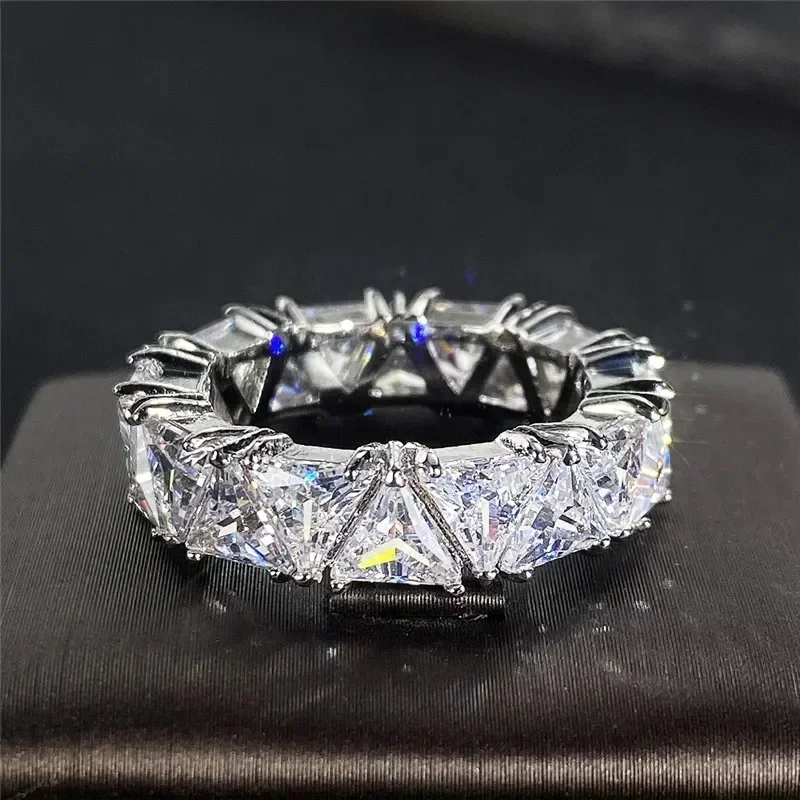 New Luxury Wedding Band Promise Rings for Women Unique Triangle Cubic Zirconia Design Top Quality  Trendy Jewelry Dropship