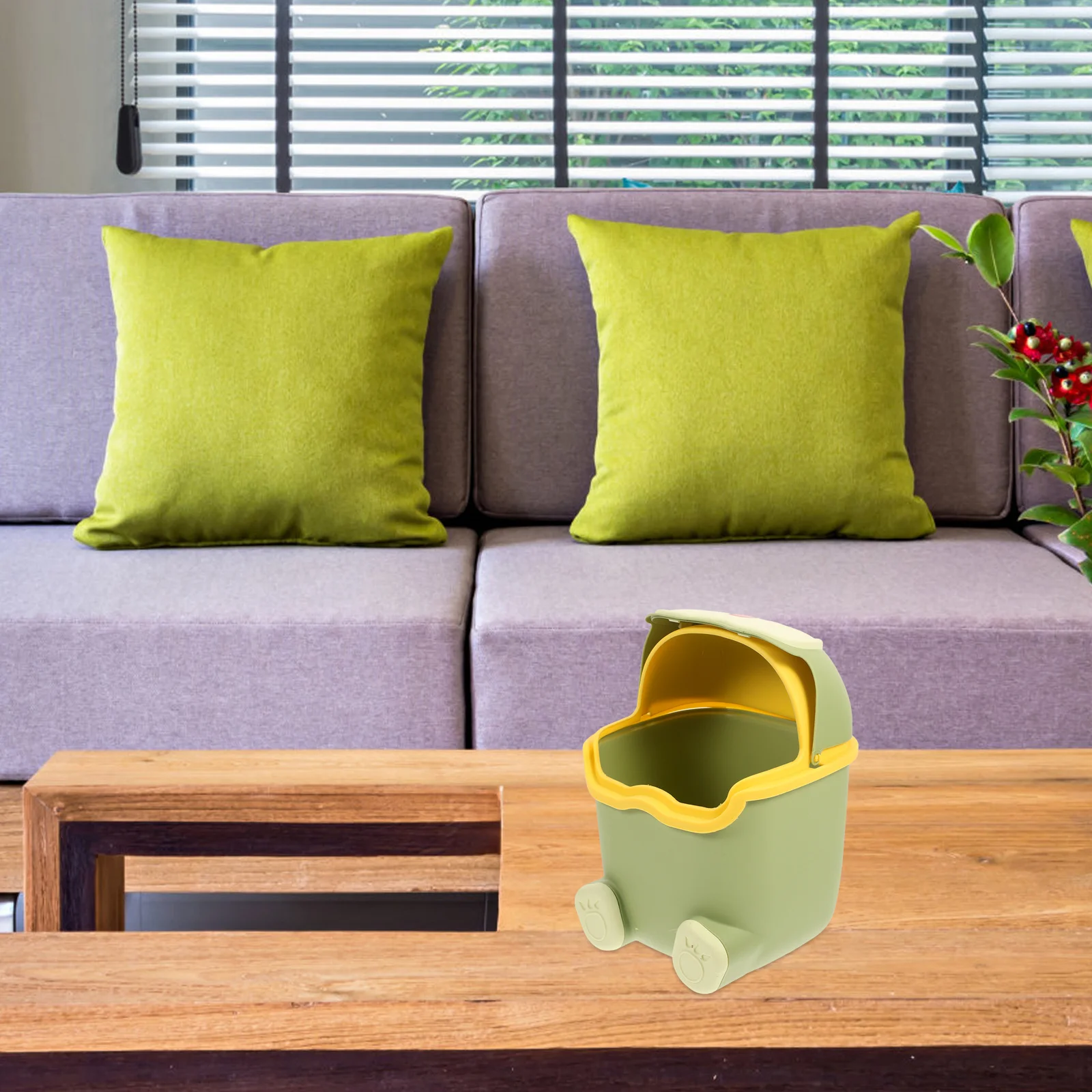 

Mini Desktop Trash Can with Cover Compact Cute Plastic Garbage Bin for Office Home Bedroom Tabletop Waste Container Odor Proof