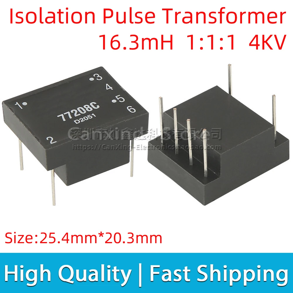 77208C Signal Pulse Transformer Inductance 16.3mH Three winding 1:1:1 4KV Isolation Pulse Transformer Switch Mode Power Supply