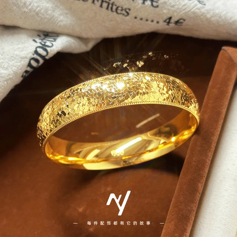 New Style Flashing Ice Bracelet High-end Light Luxury Versatile Bracelet 9999 24K Real Gold 14mm Imperial Concubine Bracelet