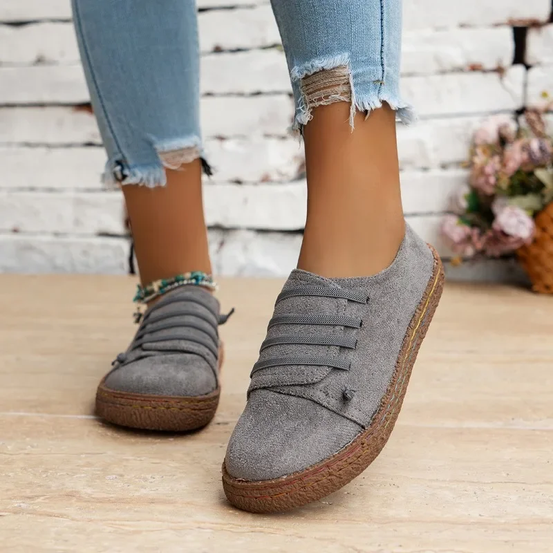 Spring Summer Women\'s Loafers Slip on Suede Walking Casual Shoes Women Soft Sole Comfortable Flat Shoes Versatile Single Shoes