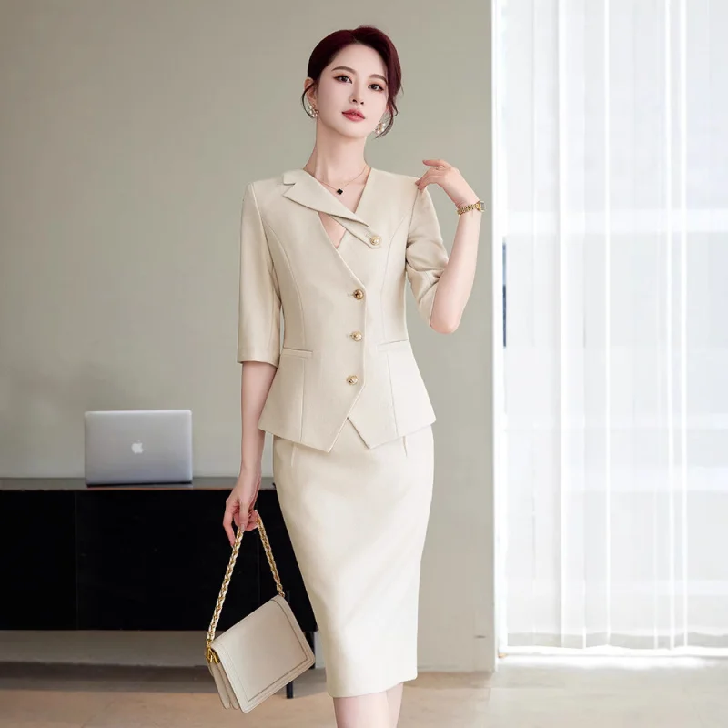 Spring and Autumn Professional Suit Set Elegant Fashion Suit Hotel Formal Attire Flight Attendant Uniform Waiter Workwear