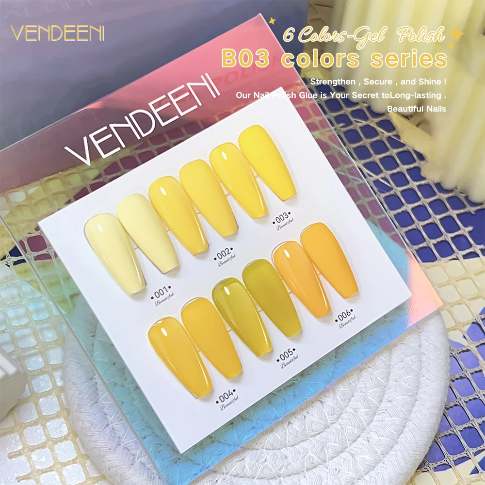 Vendeeni Gel vernis à ongles couleur Uv Gel ensemble 6 pièces/kit manucure fourniture d'ongles marque privée vernis à ongles Gel boîte sans cruauté Esmaltes