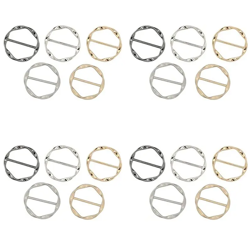

TEXU 20PCS Scarf Ring Clip Tie Ring Clips For Women Fashion T-Shirt Twist Knot Clip Buckle Circle Clothing Ring Wrap Holder