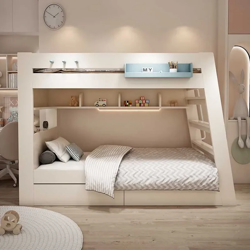 Children Bunk Beds Two Layer Solid Wood Frames Adult Bunk Modern Beds High Low Child Mother