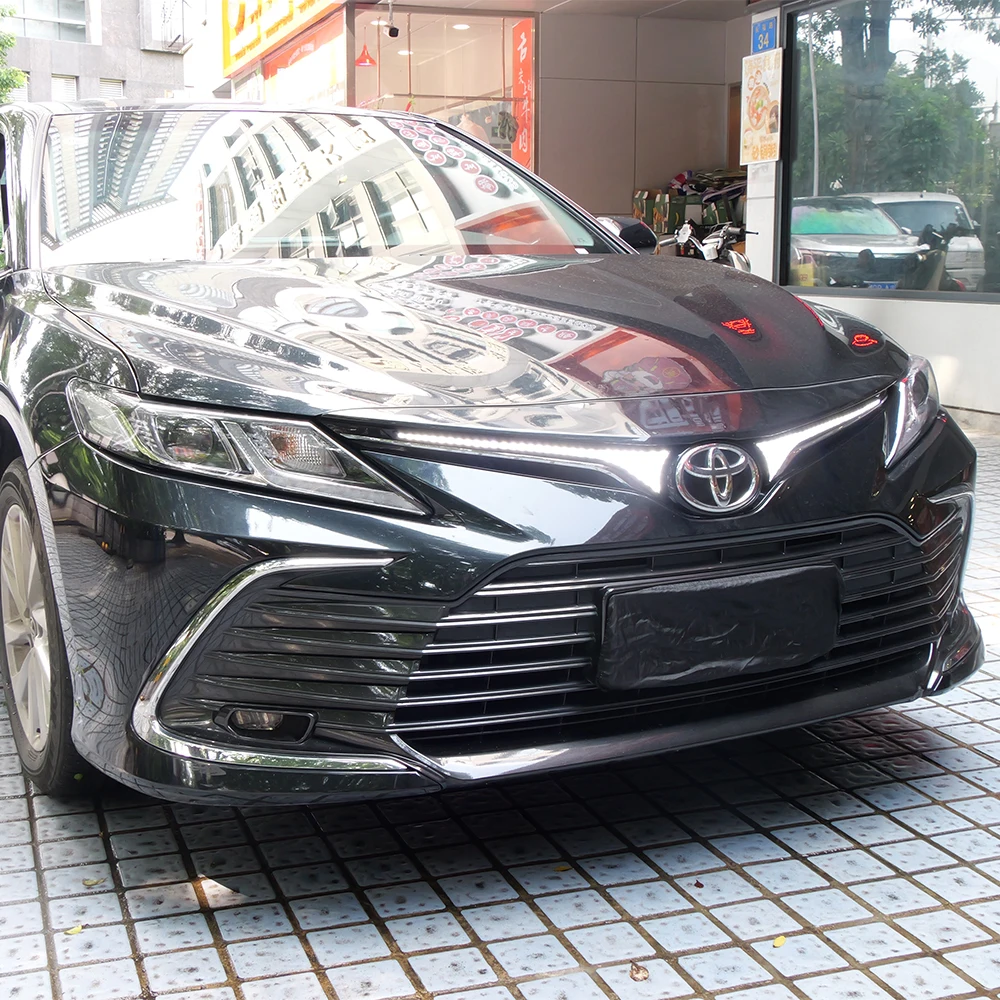 Car LED DRL Grille Lamp For Toyota Camry 2021 2022 2023 Front Bumper Fog Daytime Running Light Turn Signal
