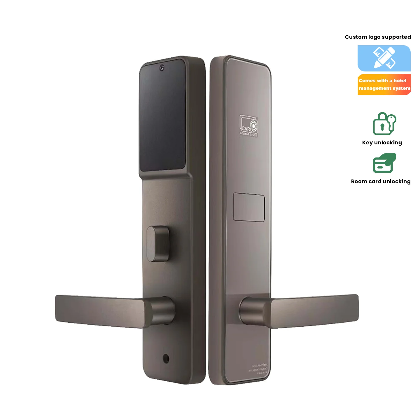 Fashion Hotel Integral Door Lock Card Unlock Smart Safety System With Hotel Management Software Smart Hotel Lock With Key