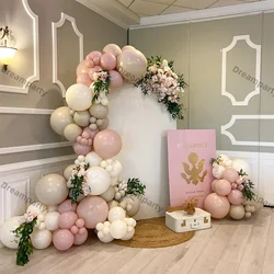 120pcs Dusk Pink Sand White Beige Balloons Garland Set Country Wedding Baby Shower Birthday Party Baptism Decorations Supplies