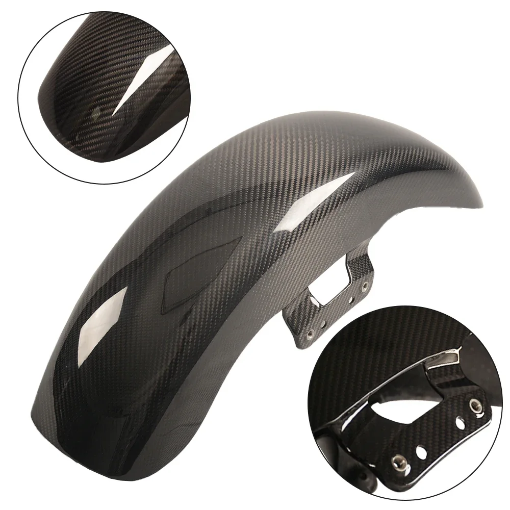 Custom World 3K Carbon Fiber Front Fender with Pre-Drilled Mounting Holes for  Touring 23.5-25