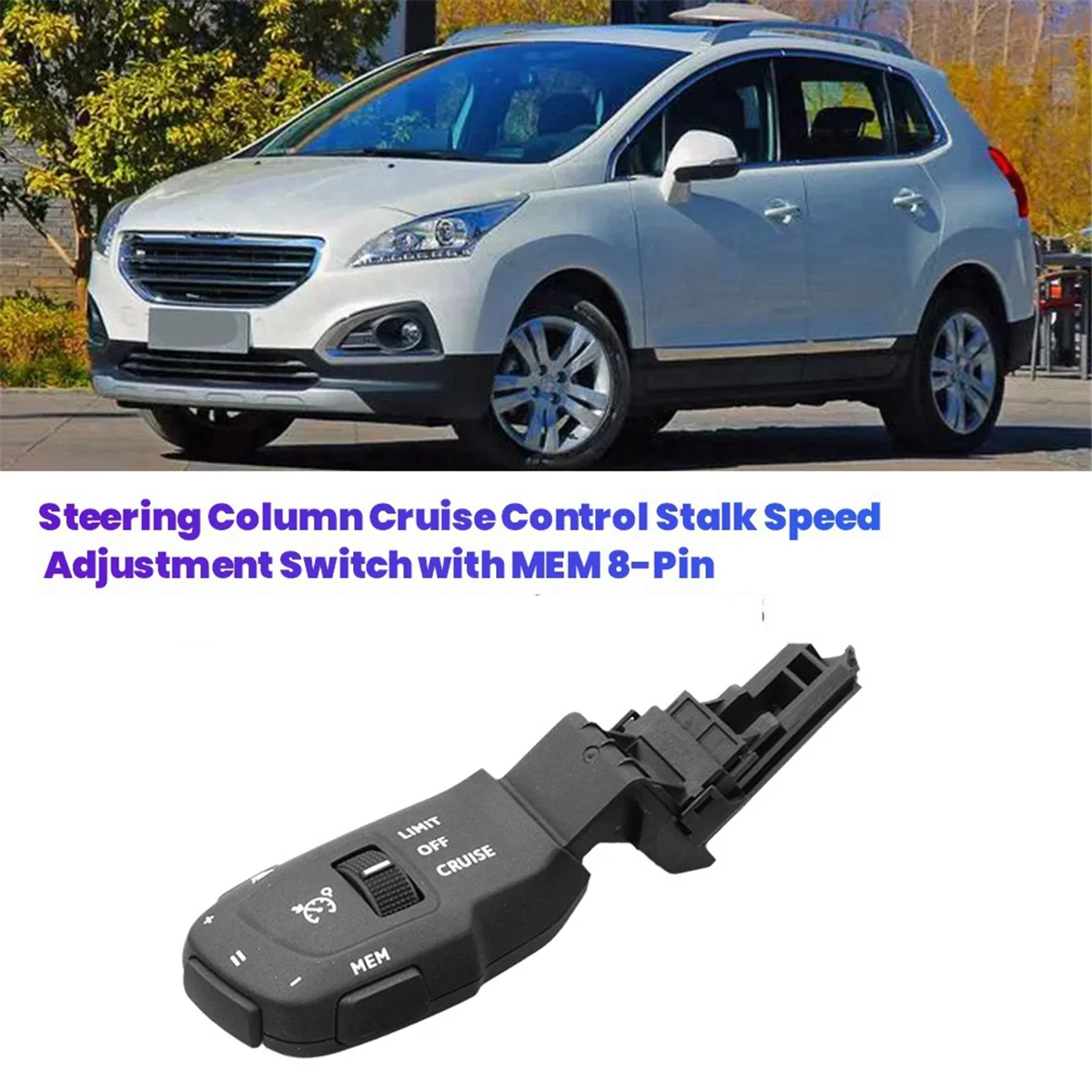 Steering Column Cruise Control Stalk Switch with 8-Pin 98133622ZD for 408 301 C4 C5 98133623ZD