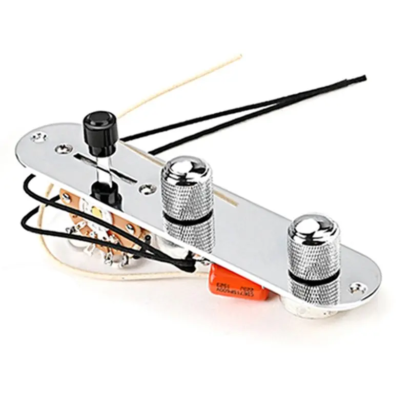ABUE-Wired Control Plate 3 Way Chrome For Tele Guitar Parts Loaded Prewired Harness Switch Control Plate