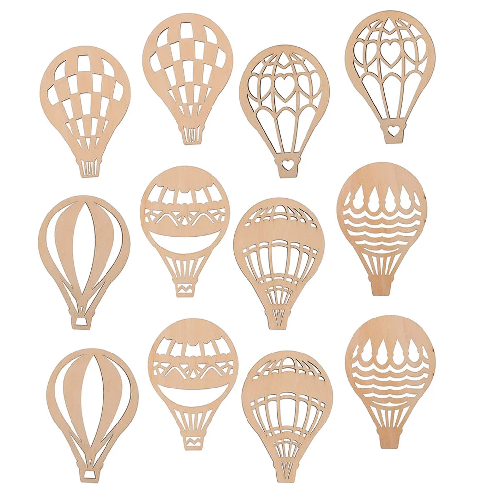 24 Pcs Balloon Arch Stand Wooden Pendant Hot Air Design Chips Graffiti LED Balloons