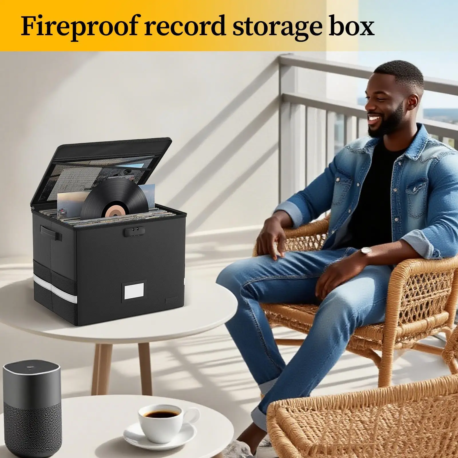 foldable vinyl record storage box With Lid And Handles lockable Album File records Collection box for precious album collection