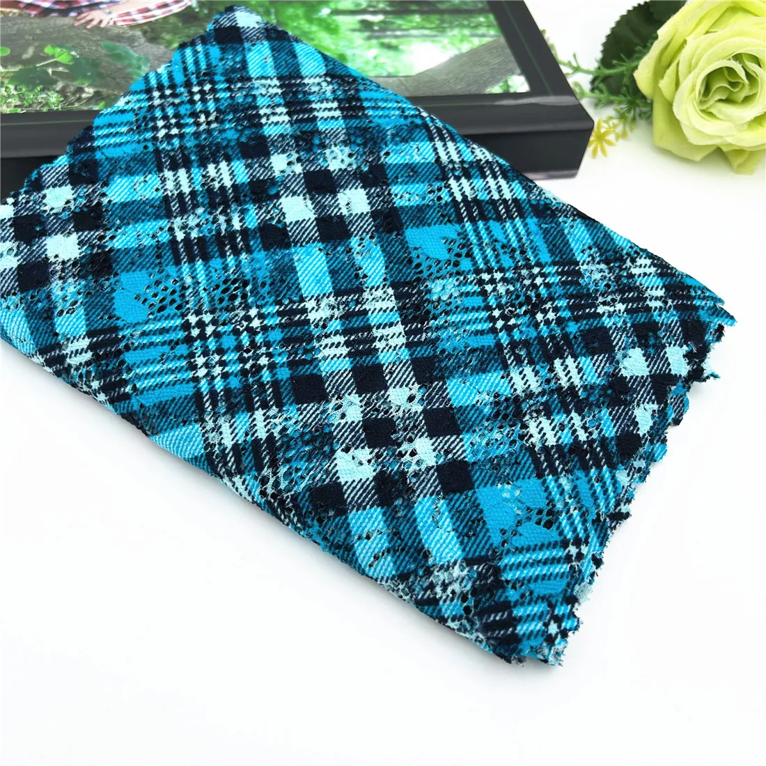 3y/lot Width 7 5/8 inch(19.50cm) 2-Tone Blue Elastic Stretch Lace Trim For Sewing Craft DIY Apparel Fabric Lace Garment Material