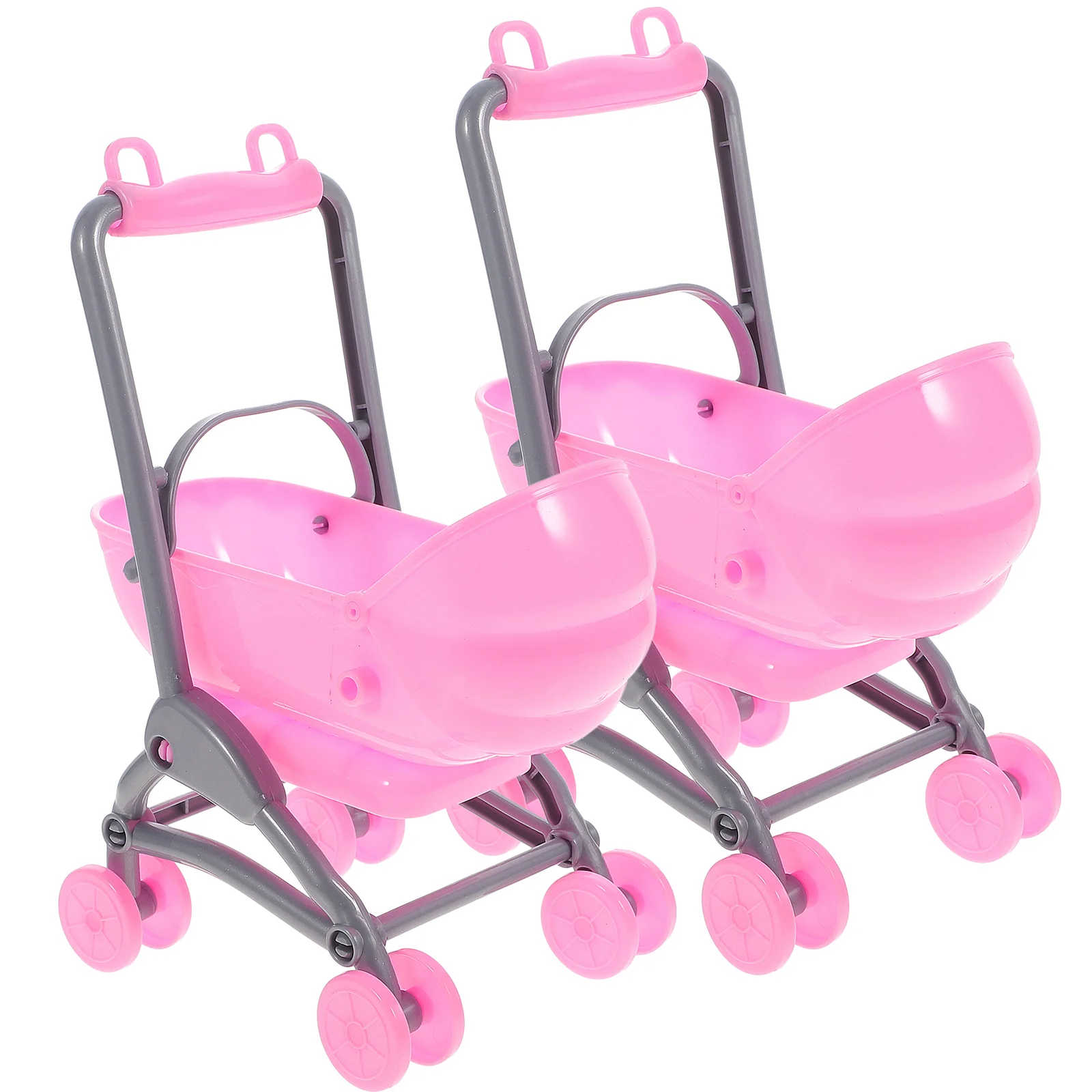 2pcs Mini Baby Carriage Simulation Stroller Toy Play House Stroller Model Plastic Baby Stroller Toy baby carriage toys