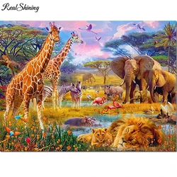 Diamond Painting Newly Arrived Wild Jungle Giraffe Elephant Lion Full Diamond Mosaic Embroidery Cross Stitch Home Decor T2021