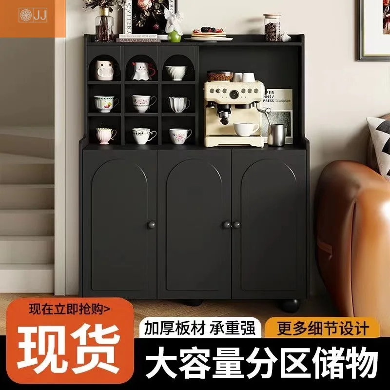

Solid wood dining side cabinet Small apartment coffee machine High cabinet Integrated storage cabinet Against the