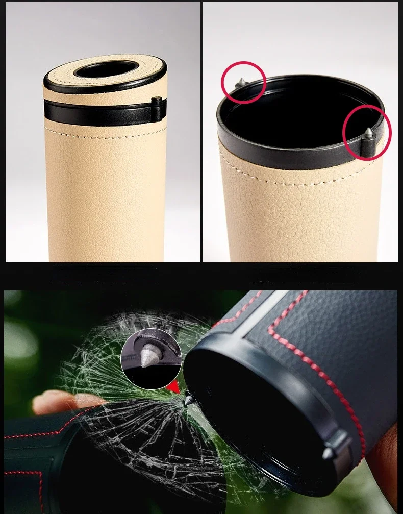 Multifunction Car Tissue Box Cover Holder Auto Round Paper Tube Safety Broken Window Tissue Cup Auto Interior Accessories