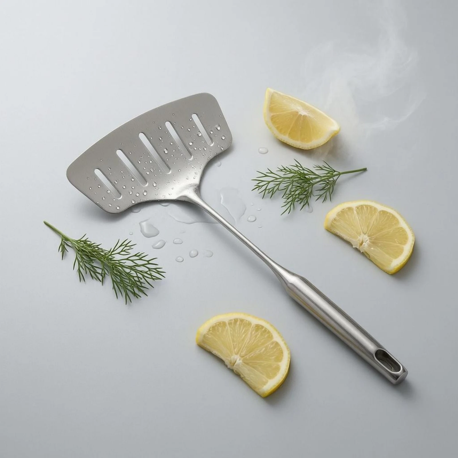 Slotted Seafood Spatula Hanging Hole Stainless Steel Seafood Spatula Slotted Turner Flat Head Kitchen Tool Unitary Piece Type