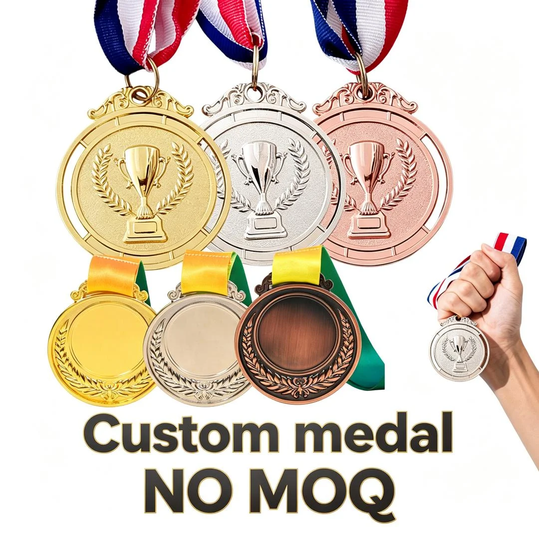 Personalized Custom Blank Logo Metal Medal With Ribbons Ballet Dance Gymnastics Marathon Running Basketball Champion Competition